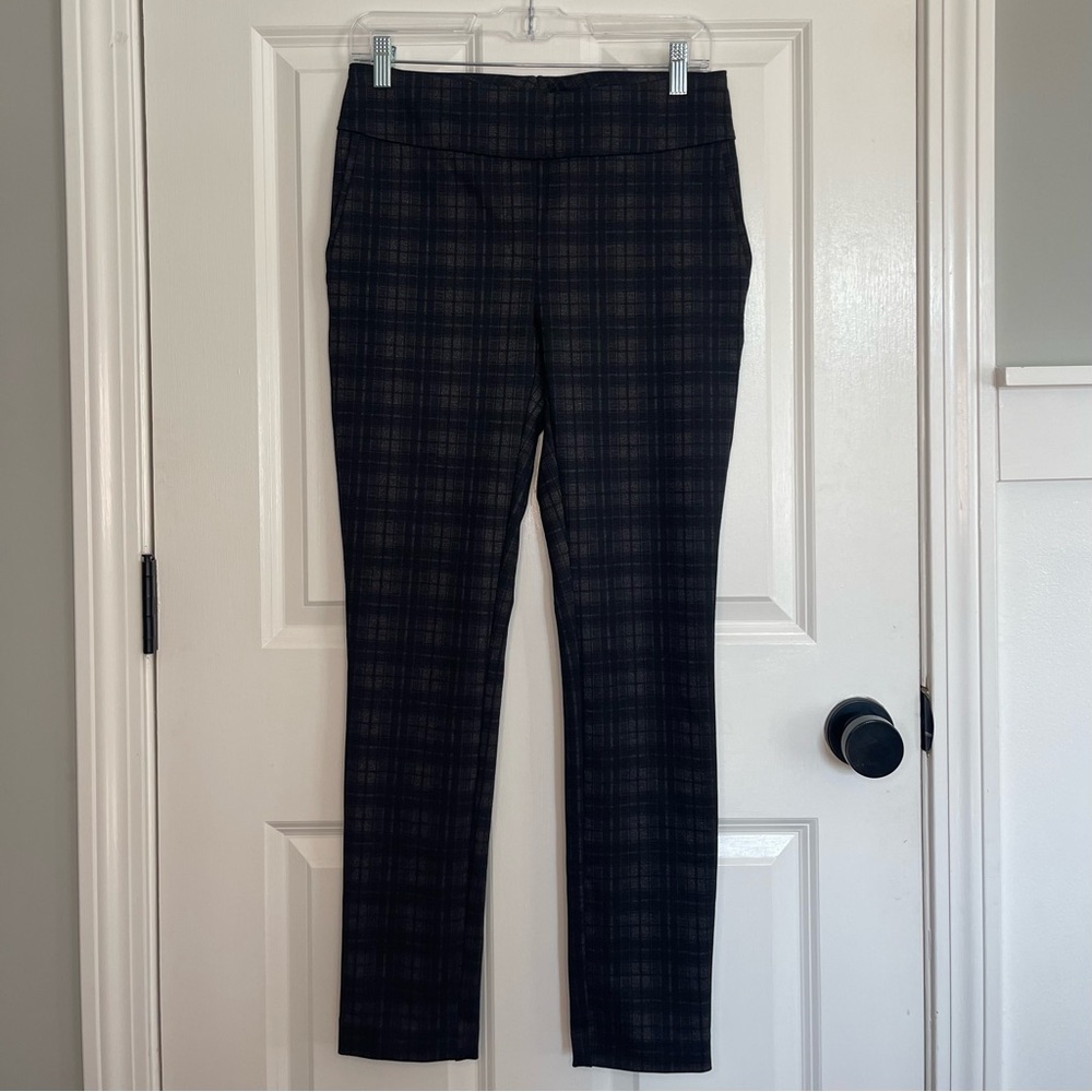 Dalia Women's Black Plaid Stretch Slacks